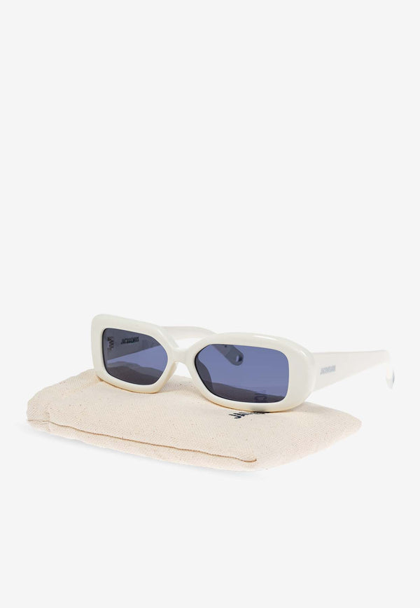 Jacquemus The Carré Rond Asymmetric Sunglasses Blue JAC11C2SUN 0-0