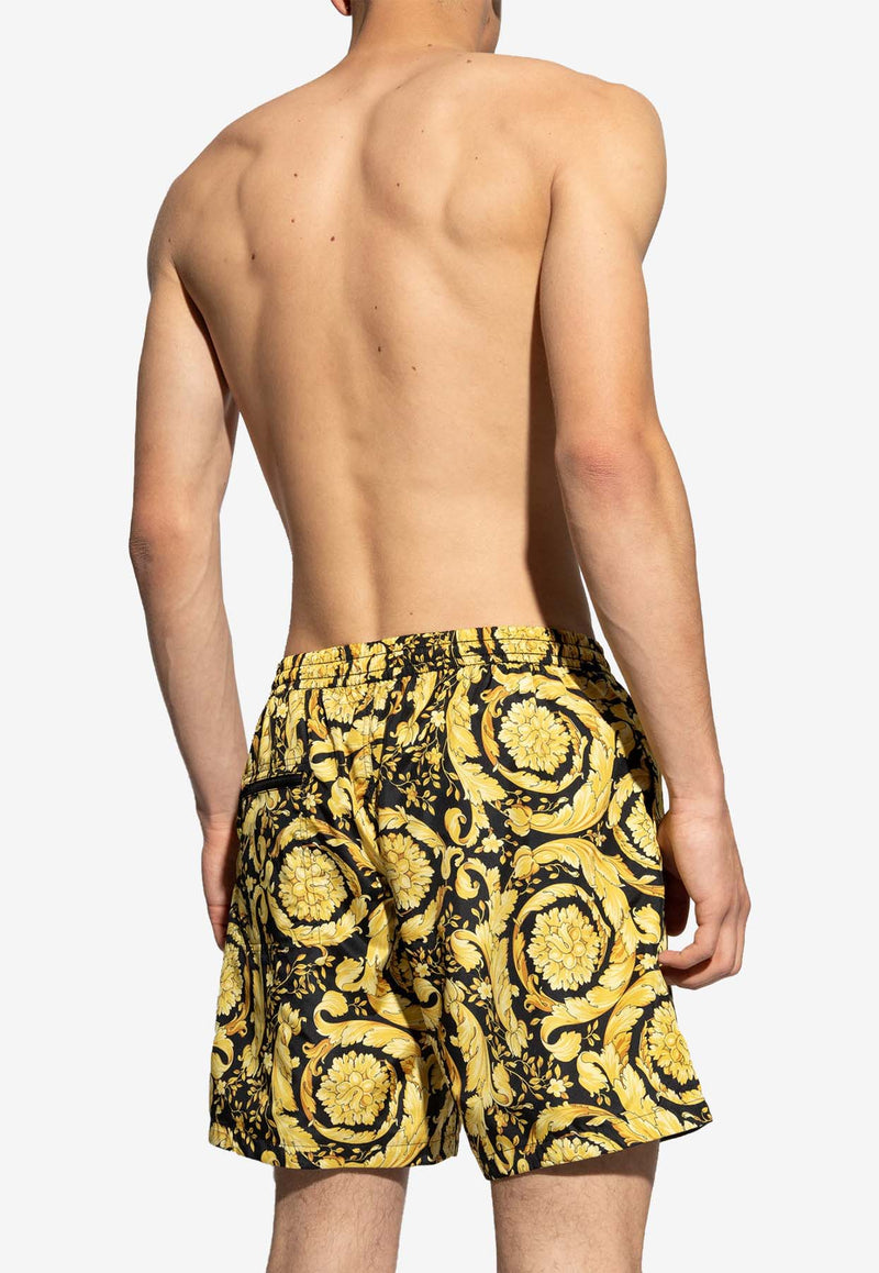 Versace Barocco Print Swim Shorts Yellow KĄPIELOWE 1007843 1A11650-5B000