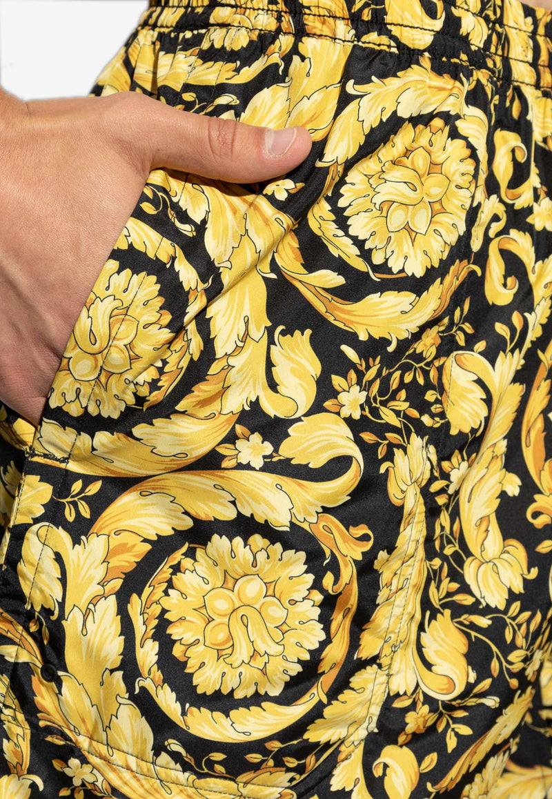 Versace Barocco Print Swim Shorts Yellow KĄPIELOWE 1007843 1A11650-5B000