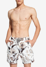 Dolce & Gabbana Floral Print Swim Trunks White KĄPIELOWE M4B54T ISMHF-HA5BW