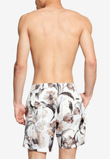 Dolce & Gabbana Floral Print Swim Trunks White KĄPIELOWE M4B54T ISMHF-HA5BW