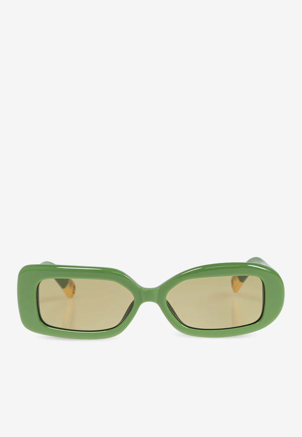 Jacquemus The Carré Rond Asymmetric Sunglasses Khaki JAC11C3SUN 0-0