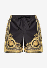 Versace La Coupe Des Dieux Print Swim Shorts Black KĄPIELOWE 1016218 1A11364-5BC60