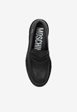 Moschino Logo Grained Leather Loafers Black MB10286G1L GC1-00A