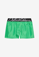 Dolce & Gabbana Logo Waistband Swim Trunks Green KĄPIELOWE M4F27T FUSFW-V0396