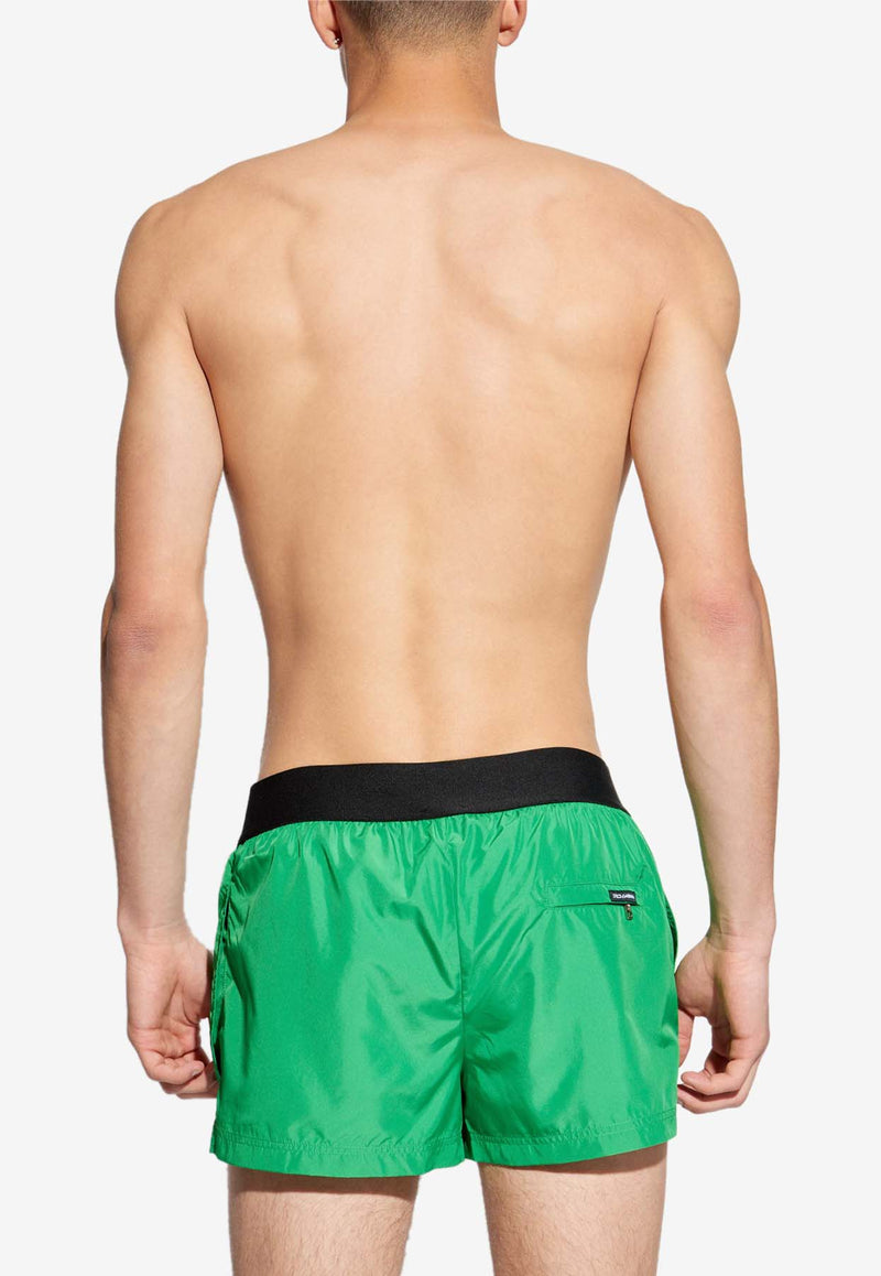 Dolce & Gabbana Logo Waistband Swim Trunks Green KĄPIELOWE M4F27T FUSFW-V0396