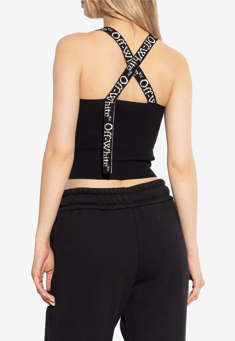 Off-White Logo Jacquard Cropped Top Black OWHD011F24 KNI001-1001