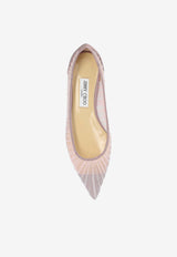 Jimmy Choo Love Glittered Mesh Ballet Flats Pink LOVE FLAT HTI-ROSE ROSE