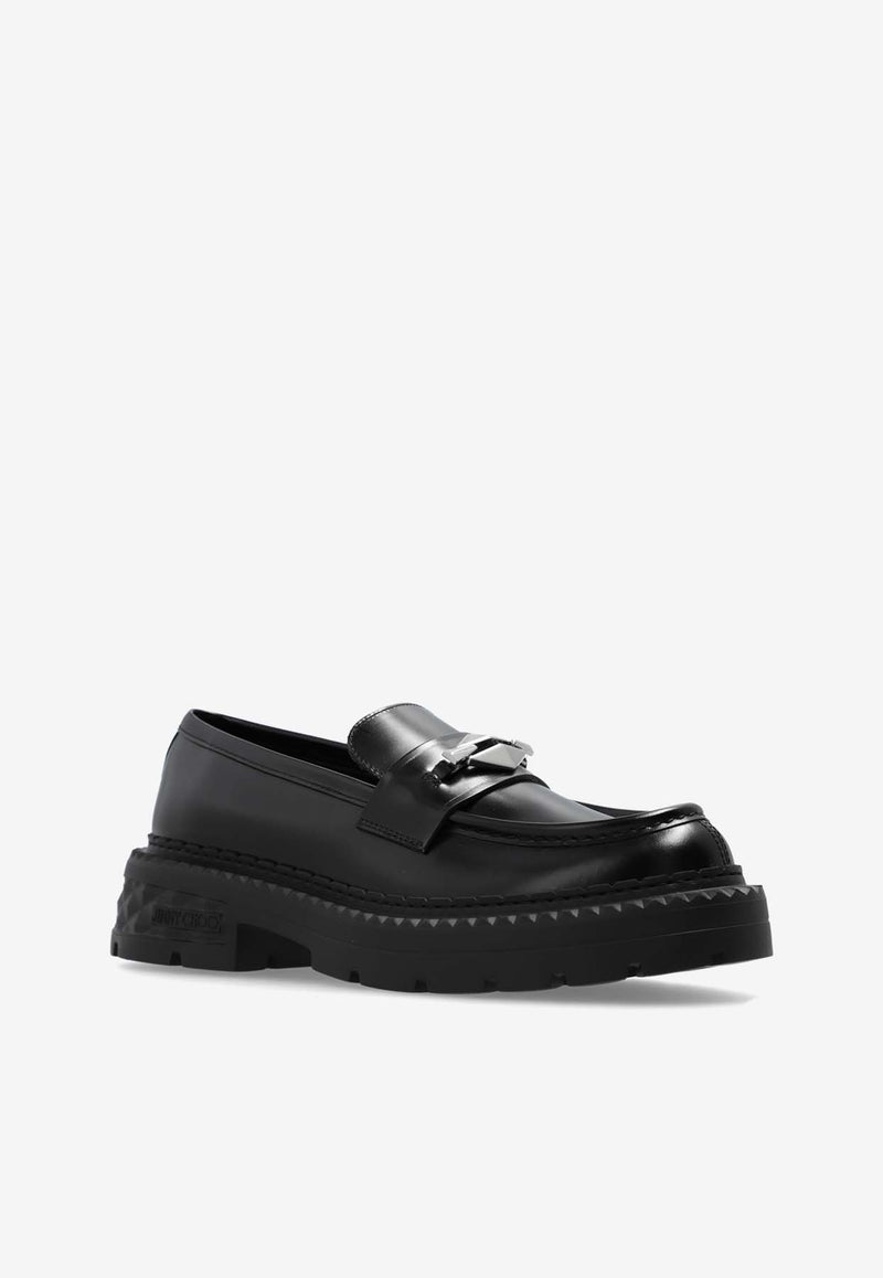 Jimmy Choo Marlow Diamond Calf Leather Loafers Black MARLOW DIAMOND F HKB-BLACK