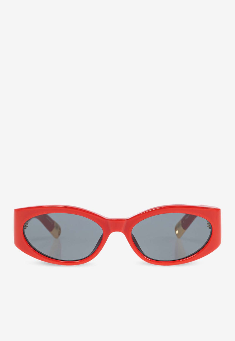 Jacquemus The Ovalo Logo Sunglasses Gray JAC4C8SUN 0-0