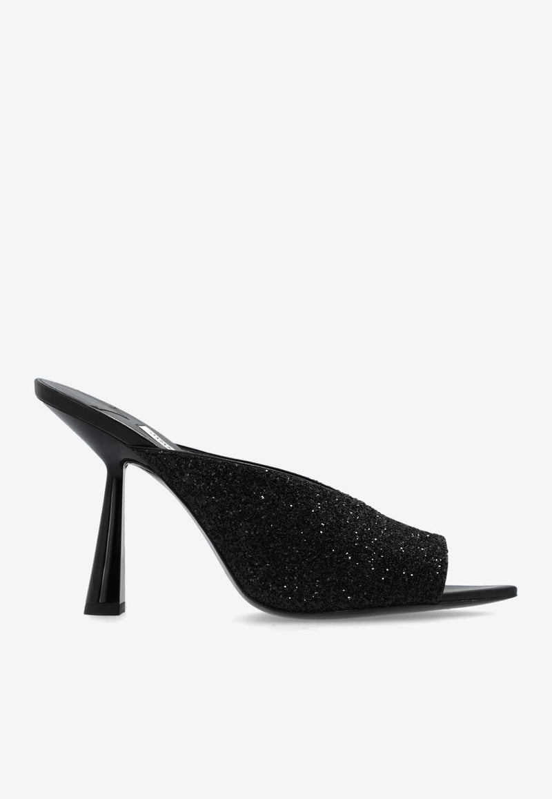 Jimmy Choo Maryanne 100 Glittered Mules Black MARYANNE MULE 100 PZF-BLACK