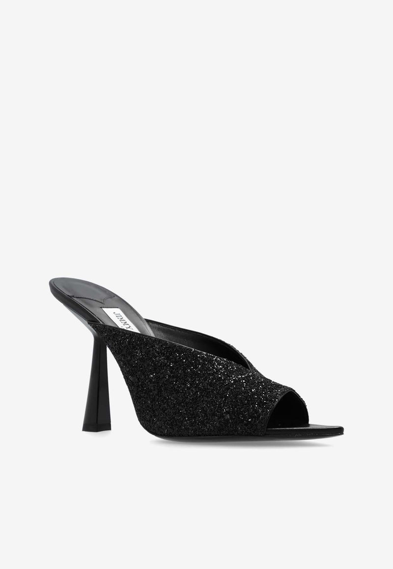 Jimmy Choo Maryanne 100 Glittered Mules Black MARYANNE MULE 100 PZF-BLACK