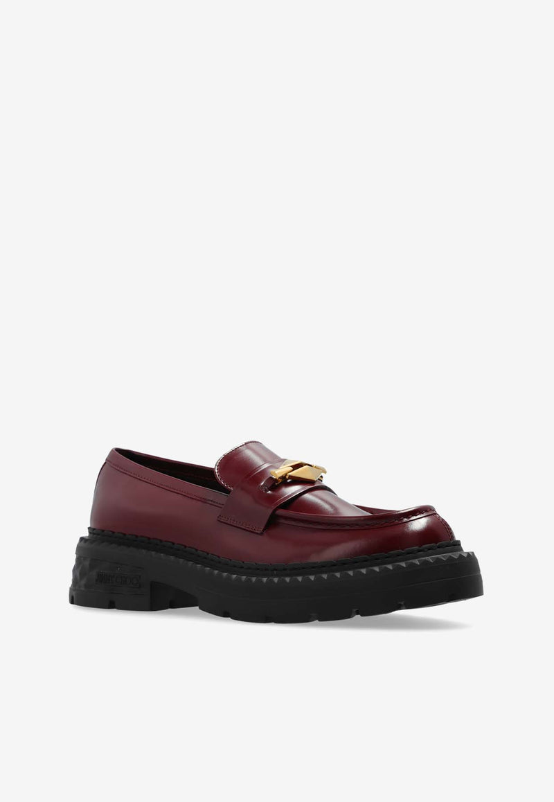 Jimmy Choo Marlow Diamond Calf Leather Loafers Bordeaux MARLOW DIAMOND F HKB-GARNET