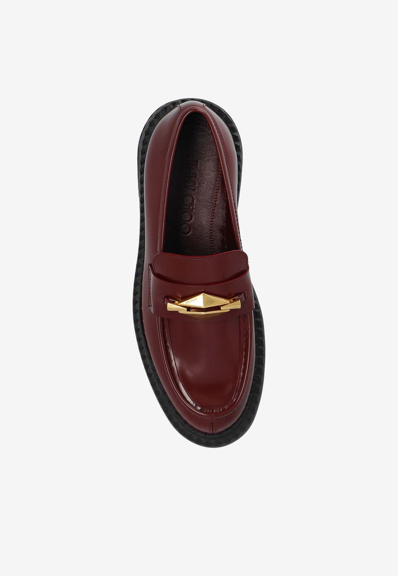 Jimmy Choo Marlow Diamond Calf Leather Loafers Bordeaux MARLOW DIAMOND F HKB-GARNET