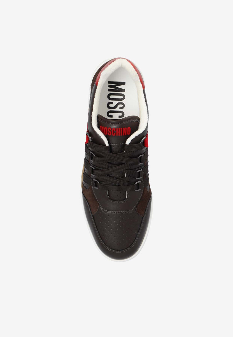 Moschino Streetball Leather Low-Top Sneakers Brown MB15174G1L GAJ-30A