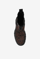 Moschino Monogram Jacquard Ankle Boots Brown MN24034G1L 10A-30A