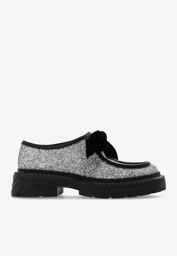 Jimmy Choo Marlow Glittered Loafers Black MARLOW MOCASSIN F QJP-SILVER BLACK