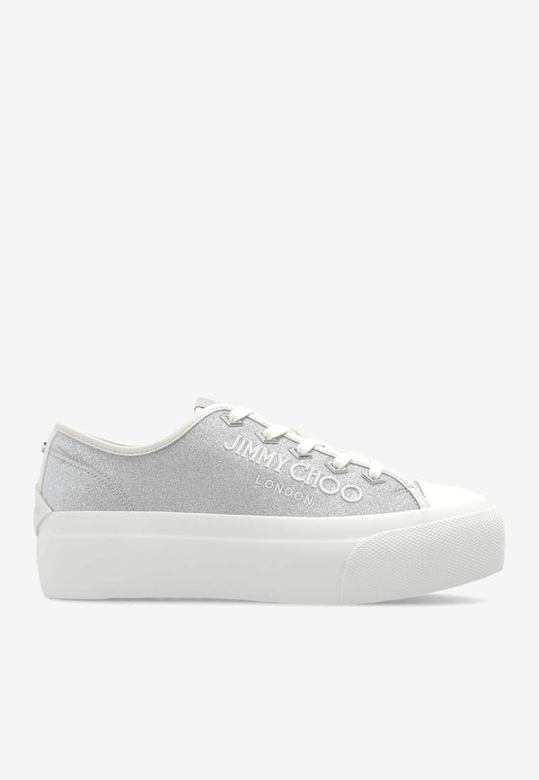 Jimmy Choo Palma Maxi Glittered Low-Top Sneakers Silver PALMA MAXI F QJK-X SILVER LATTE