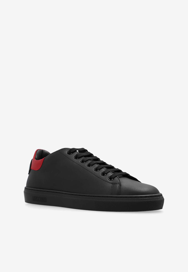 Moschino Leather Low-Top Sneakers Black MB15182G1L GA1-00D