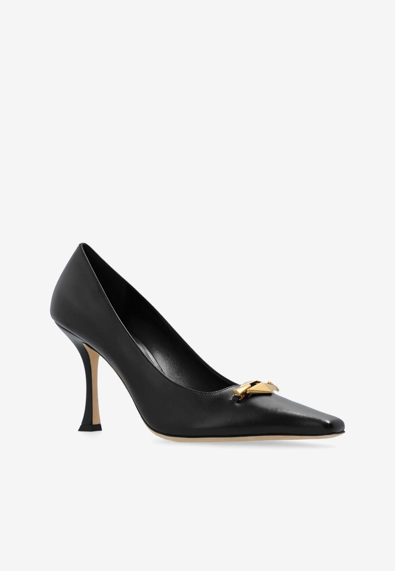 Jimmy Choo Ryker 90 Calf Leather Pumps Black RYKER 90 BXK-BLACK GOLD