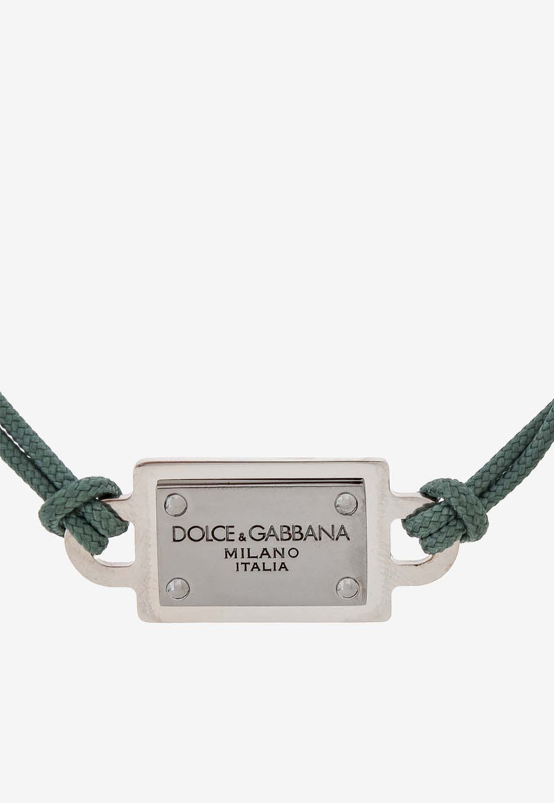 Dolce & Gabbana Logo Plaque Cord Bracelet Green WBP5T1 W1111-V0153