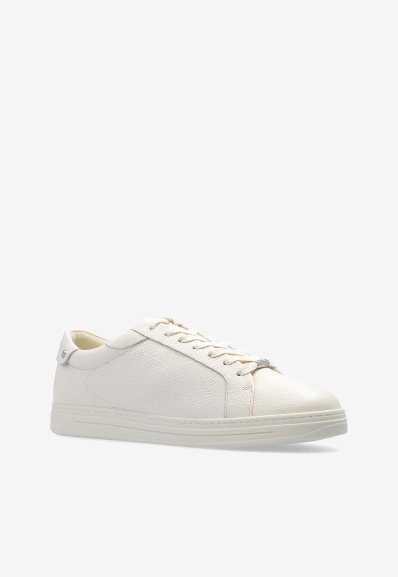 Jimmy Choo Rome Leather Low-Top Sneakers White ROME M GBX-V LATTE