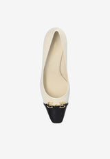 Salvatore Ferragamo Bria 60 Cap-Toe Pumps in Calf Leather Cream 01I223 BRIA 60 774956-MASCARPONE