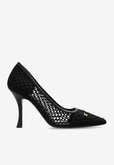 Salvatore Ferragamo Kristen 95 Vara Bow Mesh Pumps Black 01I153 KRISTEN 95NT 774808-RETE NERO GROS PR NERO