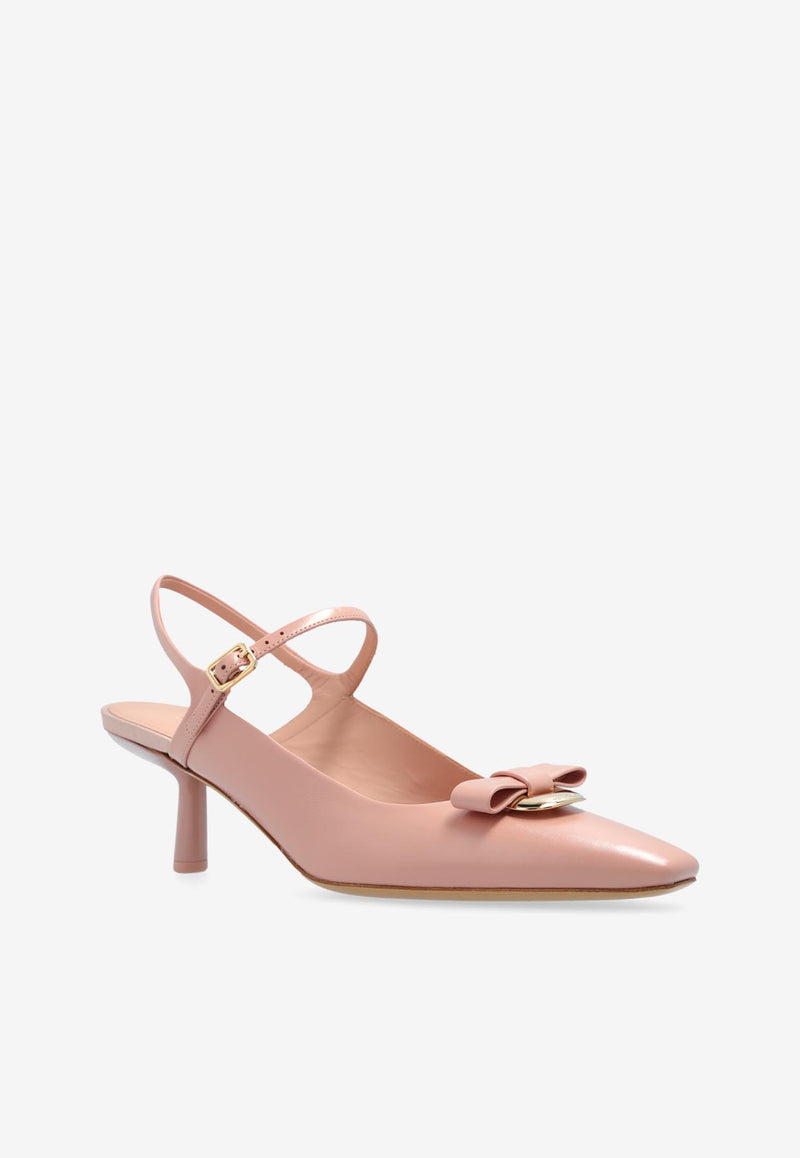 Salvatore Ferragamo Ophelia 55 Slingback Pumps in Calf Leather Pink 01I530 OPHELIA 55G 774576-ROSE