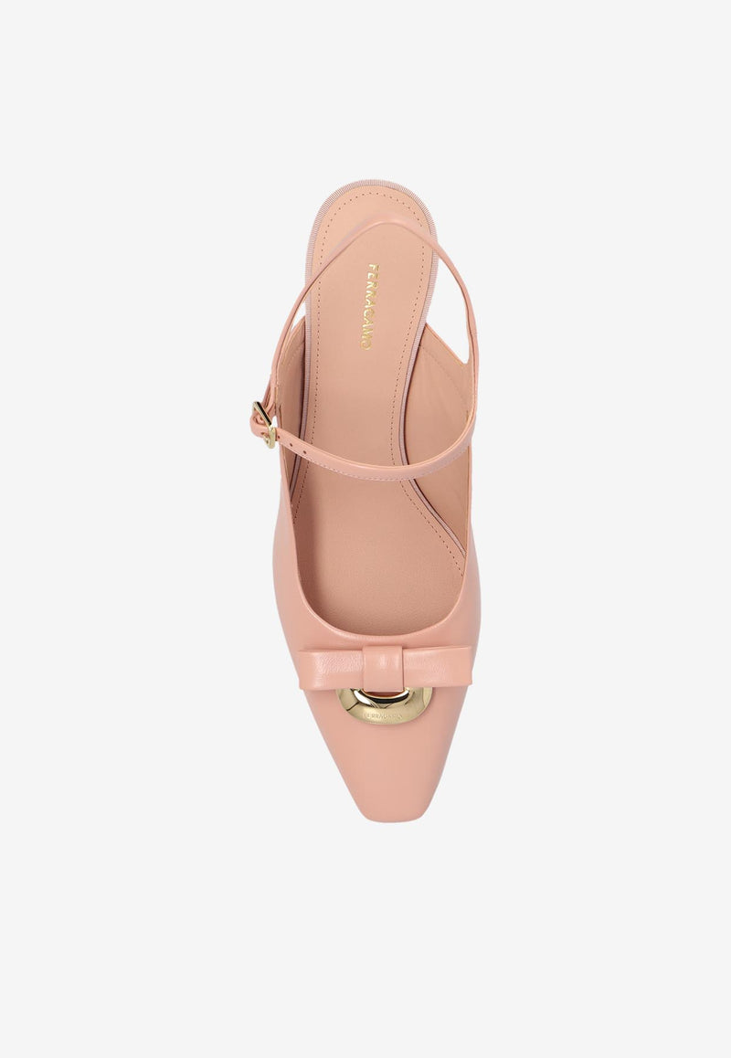 Salvatore Ferragamo Ophelia 55 Slingback Pumps in Calf Leather Pink 01I530 OPHELIA 55G 774576-ROSE