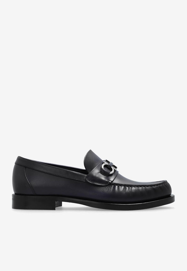 Salvatore Ferragamo Fort Leather Gancini Loafers Midnight Blue 021606 FORT 774218-MIDNIGHT