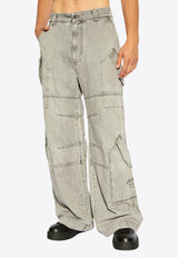 Versace Wide-Leg Cargo Jeans Gray 1015845 1A11349-1D280