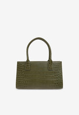 Versace Medusa 95 Croc-Embossed Leather Tote Bag Green 1013168 1A08724-1GM1V