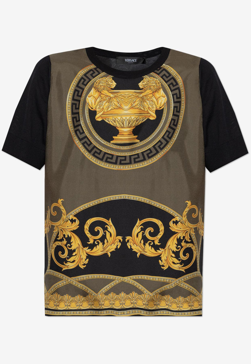 Versace La Coupe Des Dieux Print T-shirt Black 1016331 1A11289-1B000