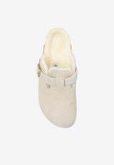 Birkenstock Boston Shearling Suede Clogs Cream 1026192 0-ANTIQUE WHITE