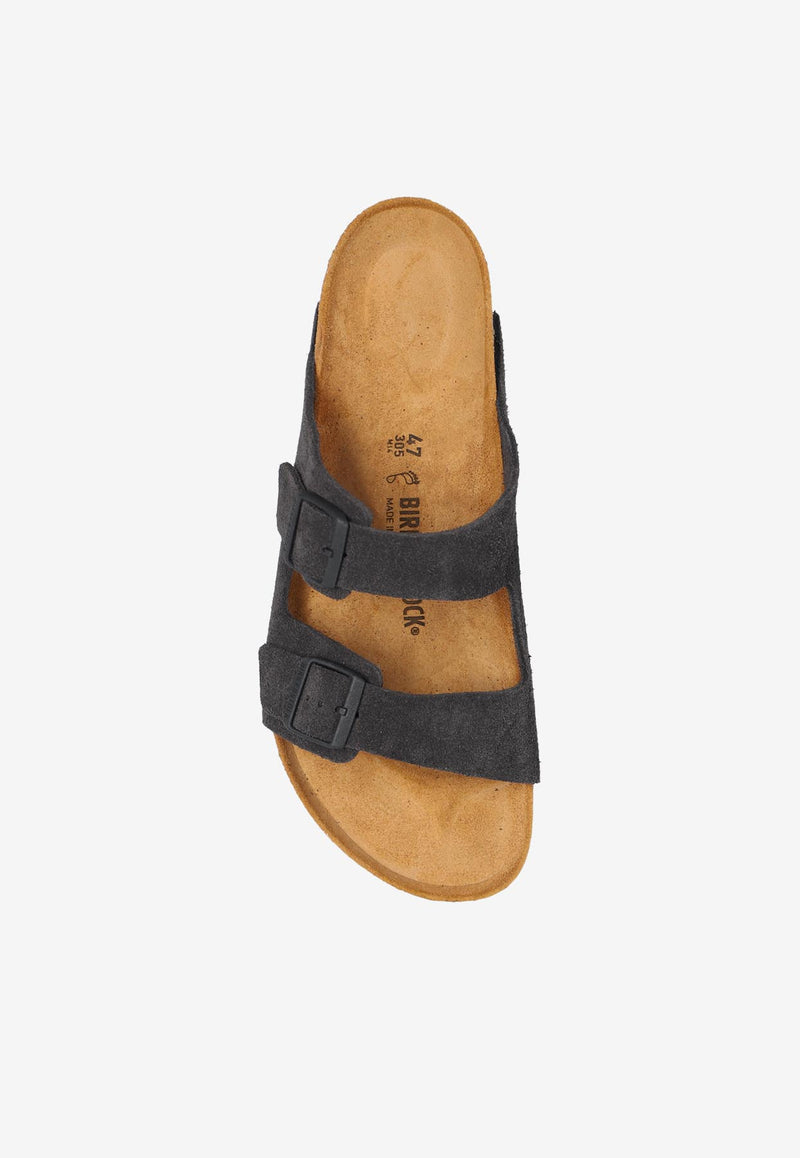 Birkenstock Arizona Two-Strap Suede Slides Gray 1028603 0-VELVET GREY