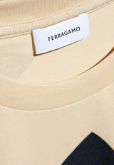 Salvatore Ferragamo Graphic Print T-shirt Beige 122423 H 776363-STONE