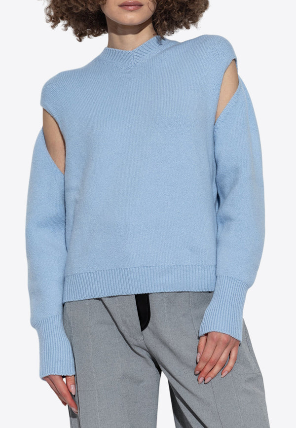 Salvatore Ferragamo V-neck Cashmere Sweater Light Blue 112653 E 776081-LIGHT BLUE