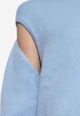 Salvatore Ferragamo V-neck Cashmere Sweater Light Blue 112653 E 776081-LIGHT BLUE