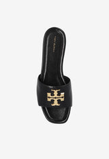 Tory Burch Eleanor Logo Plaque Flat Sandals Black 157966 0-006