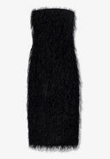 Salvatore Ferragamo Fringed Strapless Midi Dress Black 13F712 A 775670-NERO