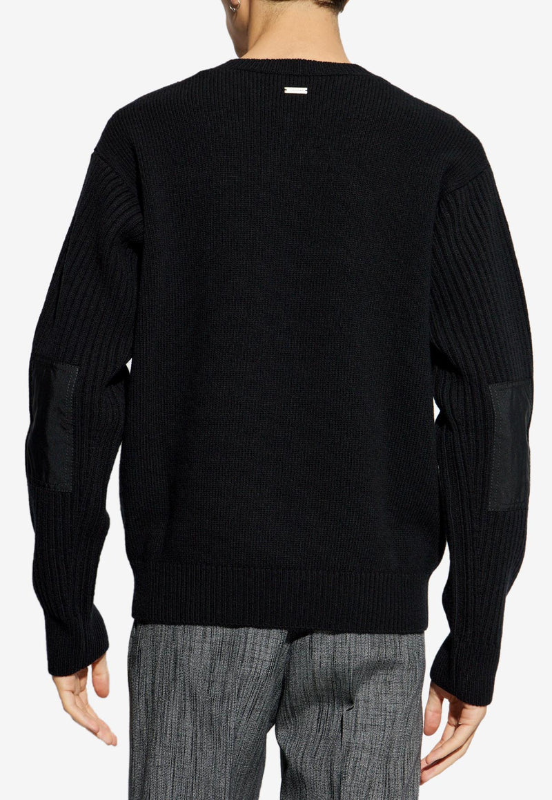 Salvatore Ferragamo Ribbed Knit V-neck Sweater Black 122411 E 775752-NERO