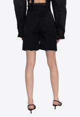 Salvatore Ferragamo Utility Wool Cargo Shorts Black 13F744 P 776046-NERO