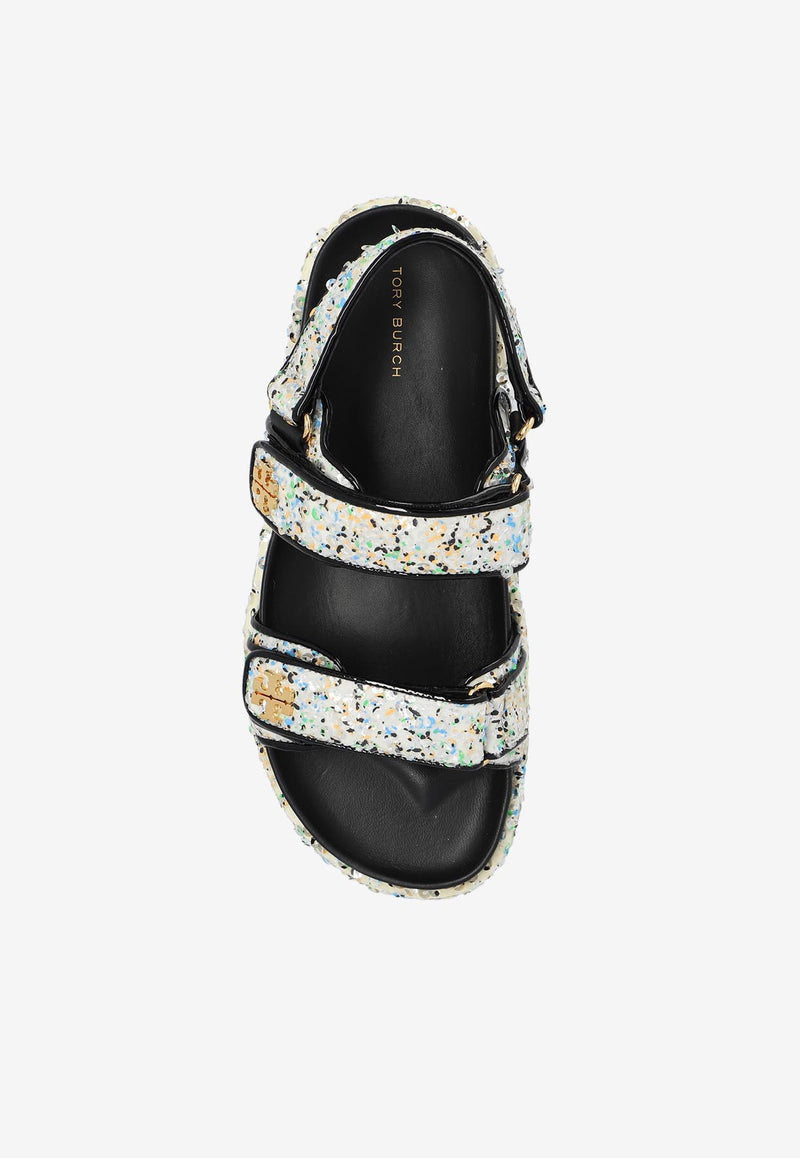 Tory Burch Kira Sequined Sports Sandals White 158956 0-001