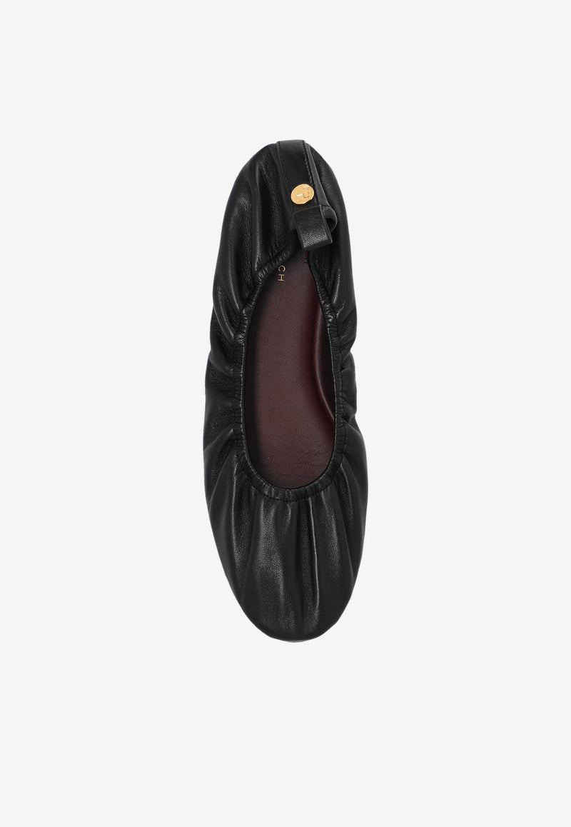 Tory Burch Eddie Nappa Leather Ballet Flats Black 159965 0-006