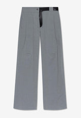 Salvatore Ferragamo Tailored Canvas Palazzo Pants Gray 13F981 P 775876-SALEPEPE