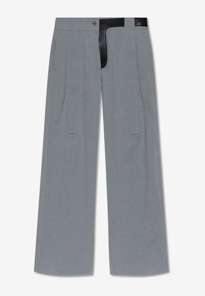 Salvatore Ferragamo Tailored Canvas Palazzo Pants Gray 13F981 P 775876-SALEPEPE