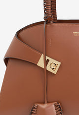 Salvatore Ferragamo Small The Hug Calf Leather Tote Bag Cognac 219451 HUG TH S 774744-NEW COGNAC