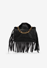 Moschino Biker Fringed Leather Shoulder Bag Black 2427 A7317 8002-1555