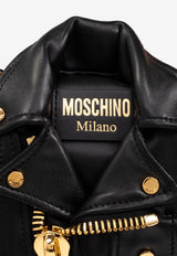 Moschino Biker Fringed Leather Shoulder Bag Black 2427 A7317 8002-1555